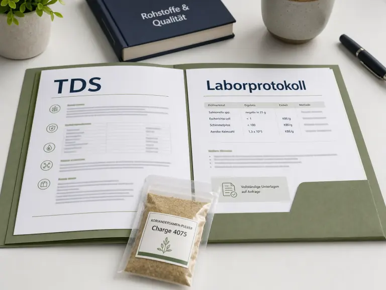 Beispielhaftes TDS- und Laborprotokoll-Mockup